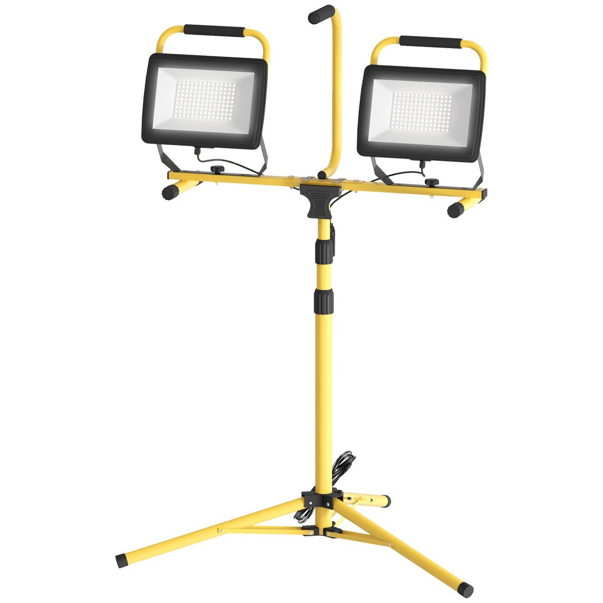 HOMCOM Projecteur de chantier sur trépied réglable orientable - 2 x 100W - 17000LM - étanche IP65 - métal jaune