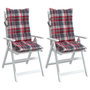 Voir la diapositive 4 : VIDAXL Coussins de chaise a dossier haut lot de 2 motif carreaux rouge