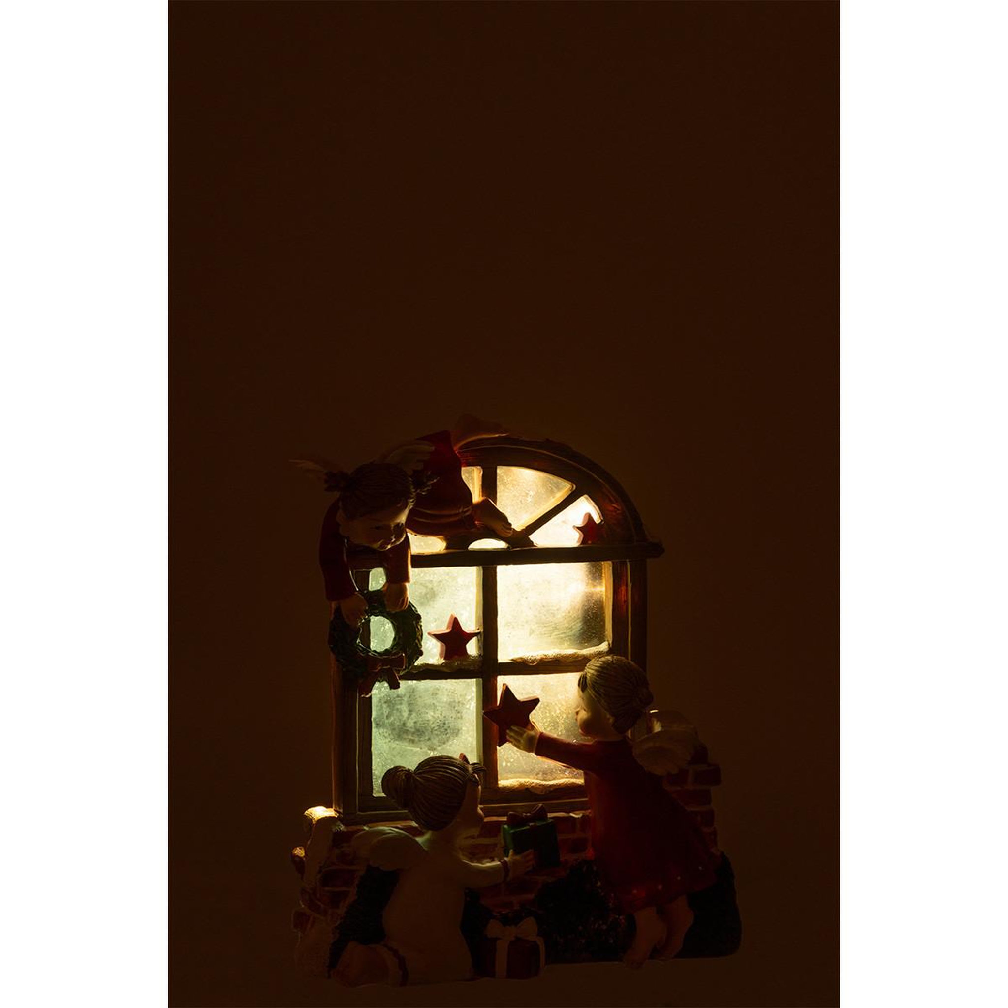 Voir la diapositive 3 : J-LINE Déco de noël à led  anges & fenêtre  20cm multicolore