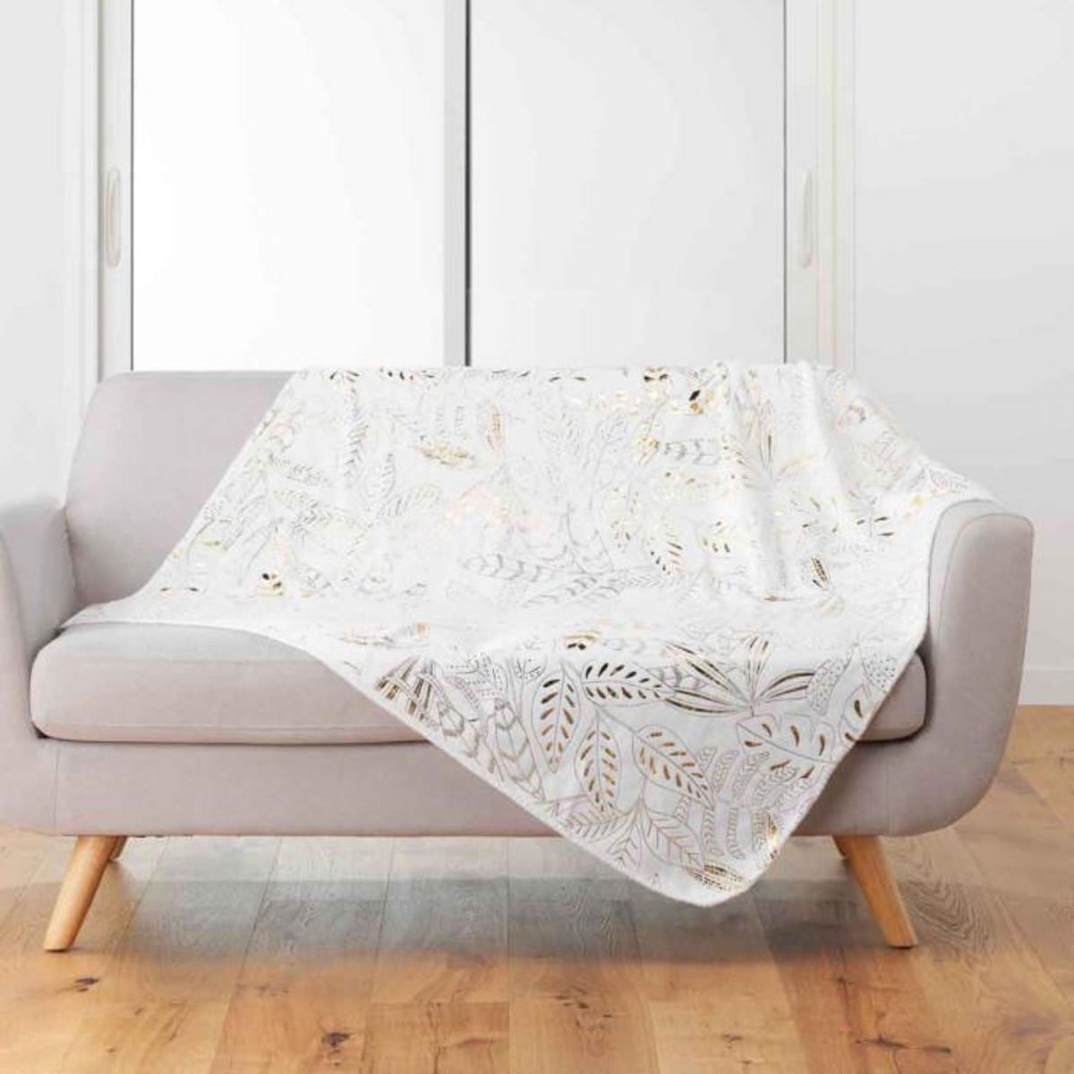 Paris Prix Plaid Flanelle Imprimé  Belflor  125x150cm Blanc