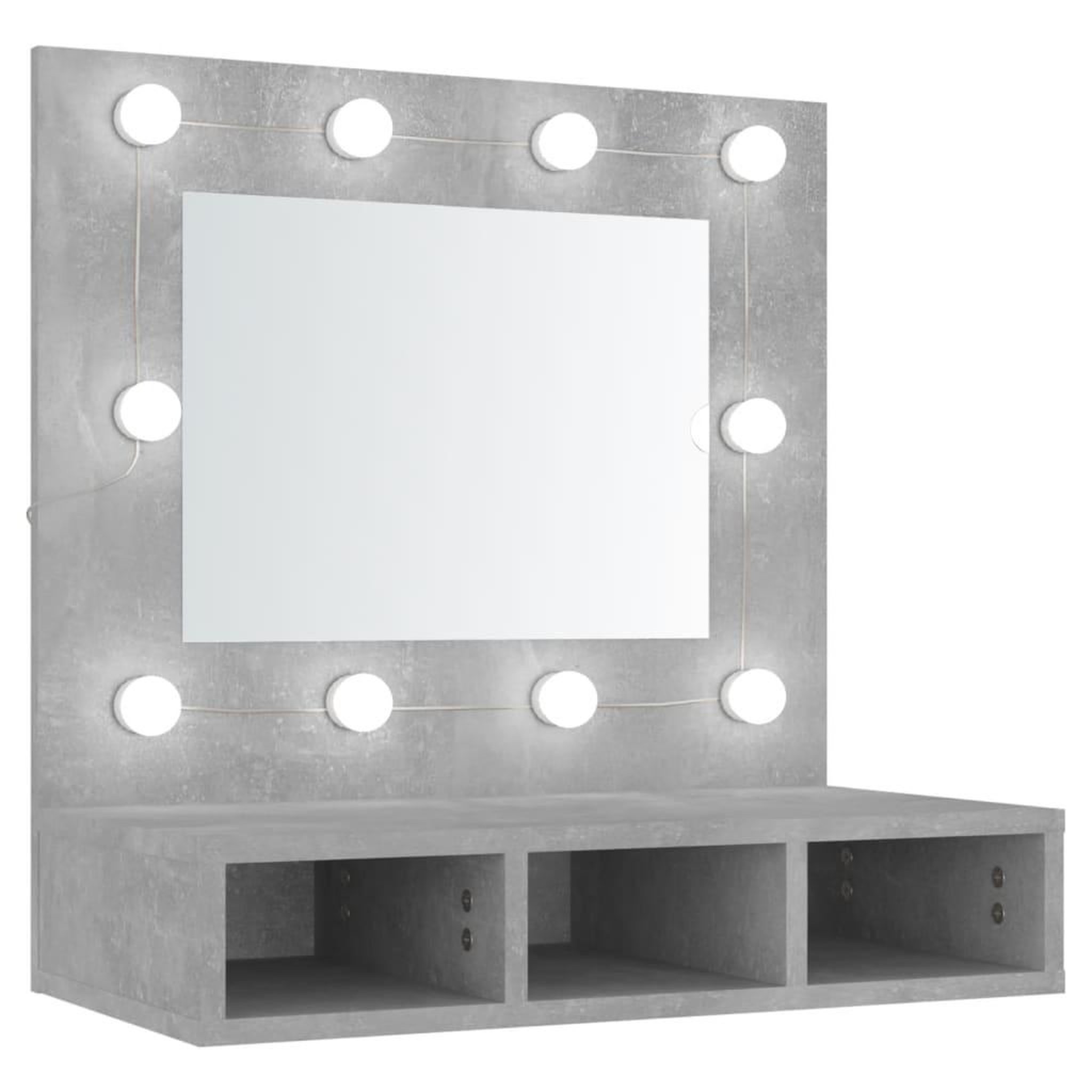 Voir la diapositive 2 : VIDAXL Armoire a miroir avec LED Gris beton 60x31,5x62 cm