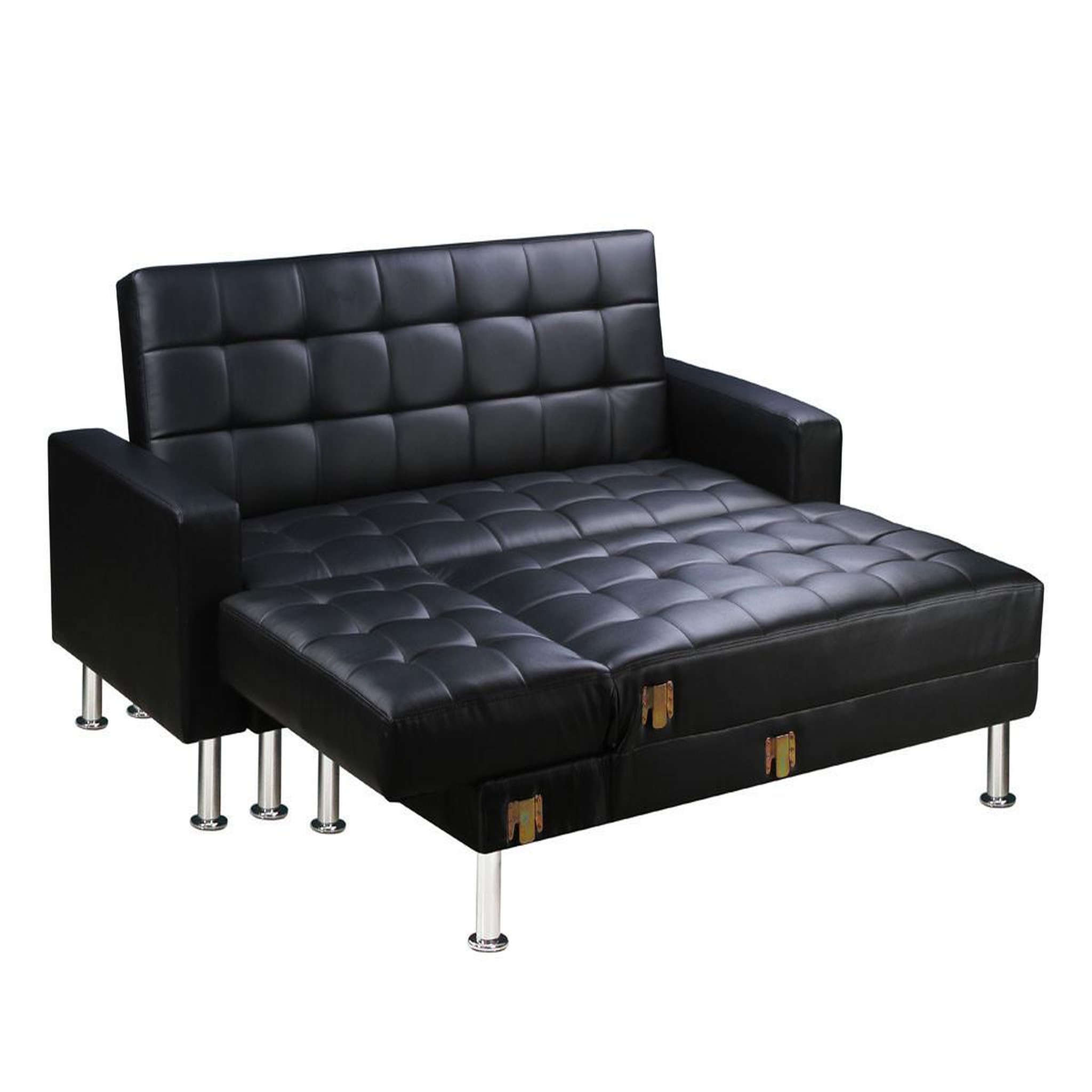 Voir la diapositive 2 : Habitat et Jardin Canapé d'angle convertible et réversible  theo  - 260 x 82/144 x 81 cm - 4 places - noir