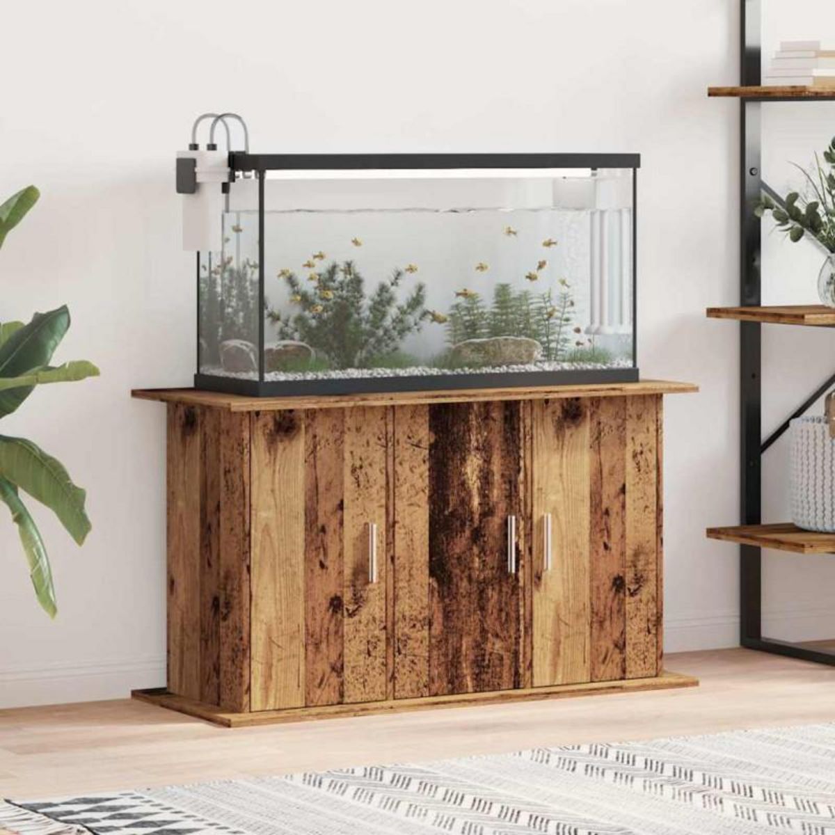 VIDAXL Support pour aquarium vieux bois 101x41x58 cm bois d ingénierie