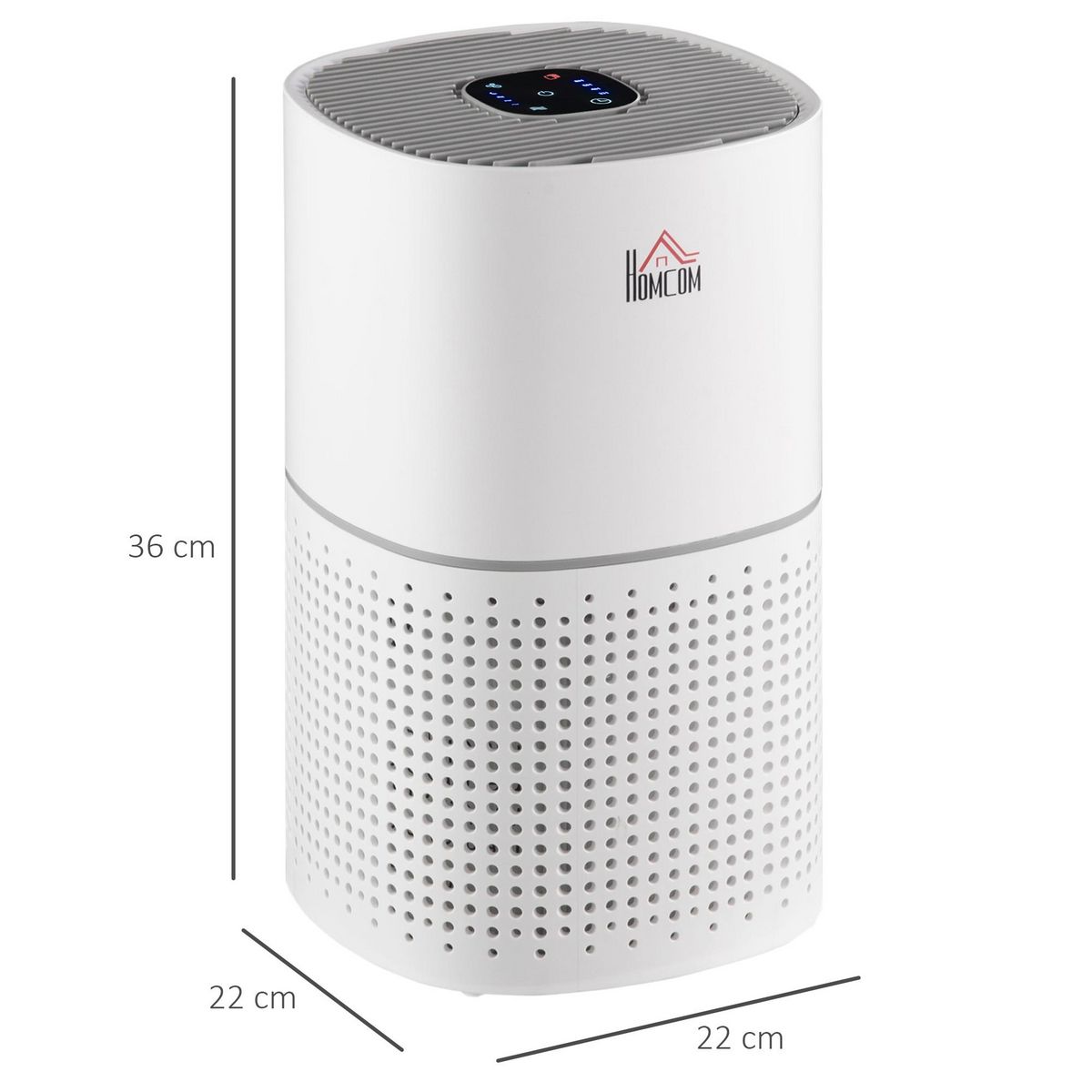 HOMCOM Purificateur d'air 50 W 4 vitesses mode silencieux - filtre HEPA, charbon actif -  jusqu'à 24 m² - débit d'air pur 225 m³/h - timer - ABS blanc gris