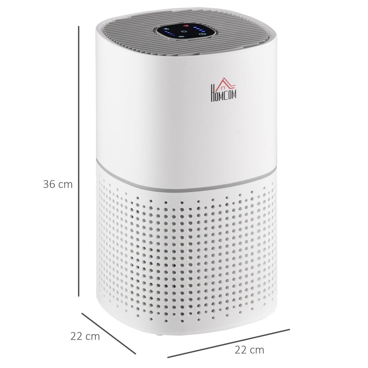 HOMCOM Purificateur d'air 50 W 4 vitesses mode silencieux - filtre HEPA, charbon actif -  jusqu'à 24 m² - débit d'air pur 225 m³/h - timer - ABS blanc gris