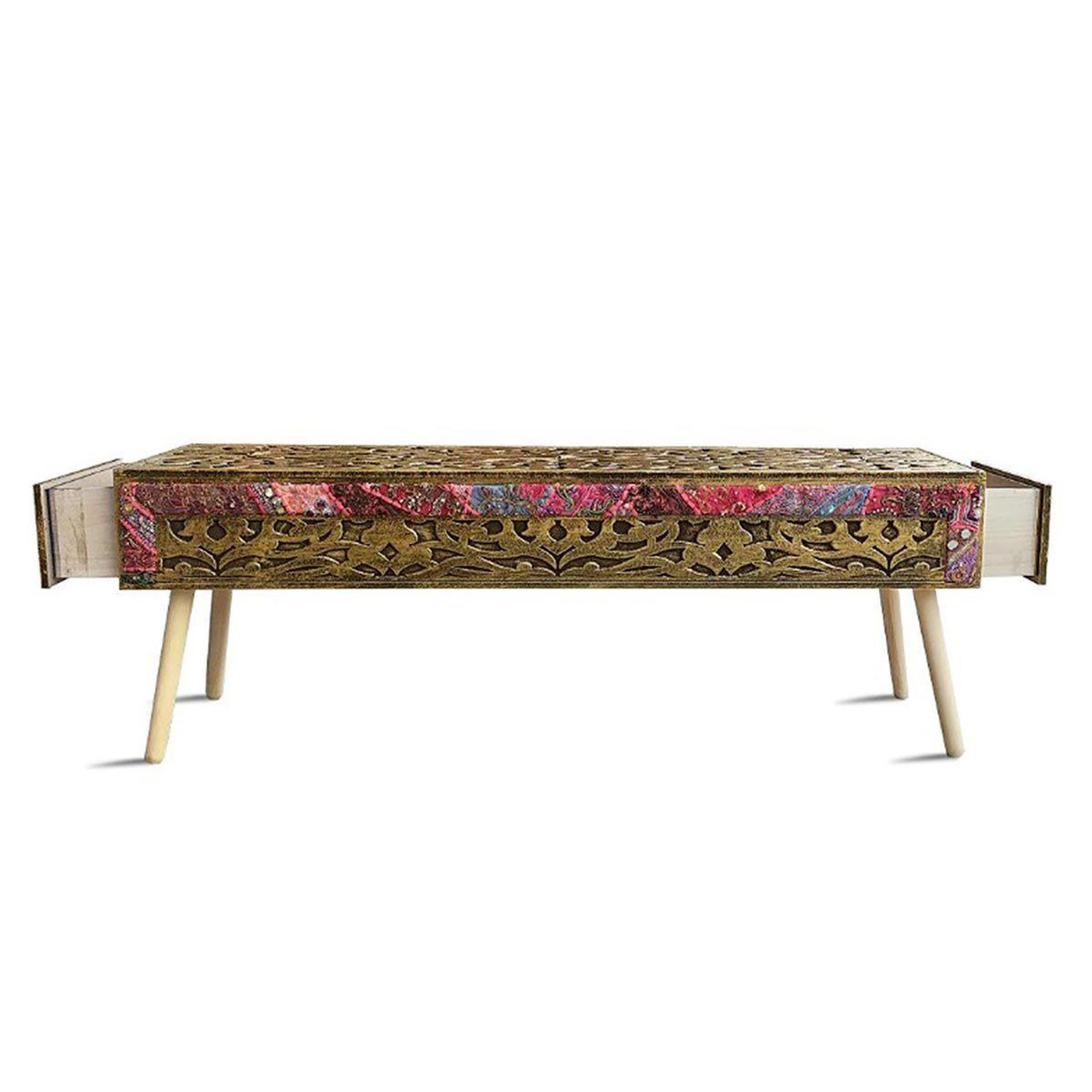 Voir la diapositive 2 : Paris Prix Banc 2 tiroirs  jodipa  140cm bronze & multicolore