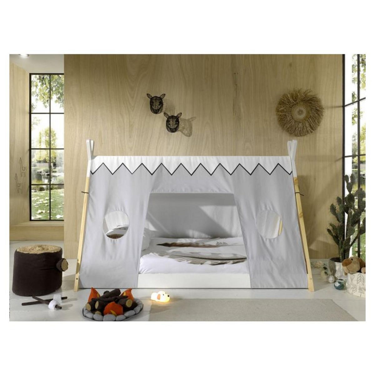 Paris Prix Pack - Lit Enfant & Textile  Tipi  90x200cm Blanc