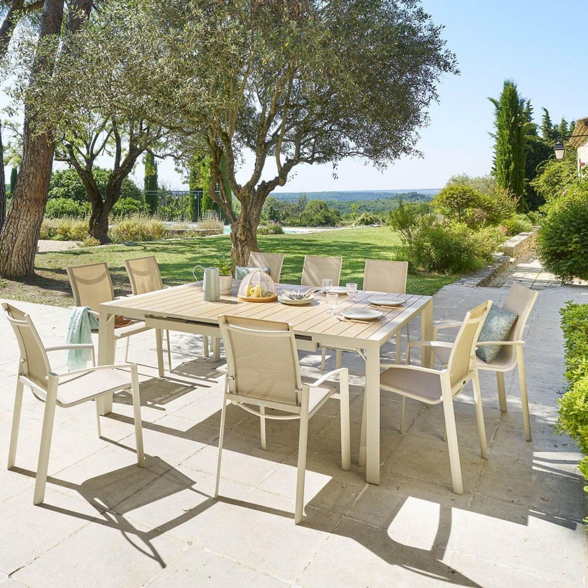 HESPERIDE Table de jardin extensible Evasion en aluminium