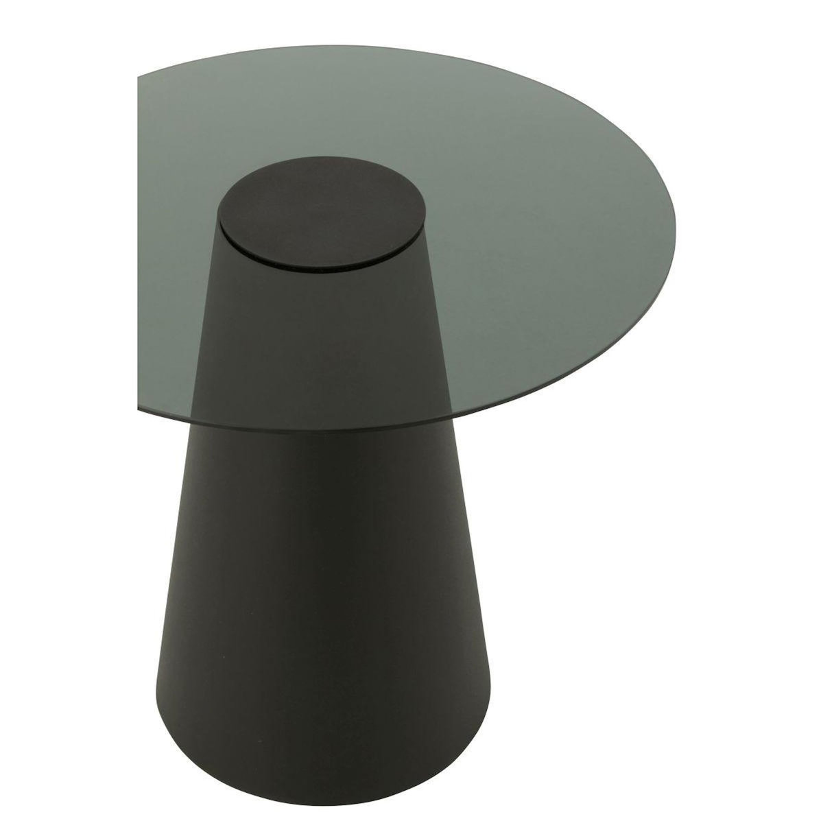 Paris Prix Table d'Appoint en Verre  Flat Cap  60cm Noir