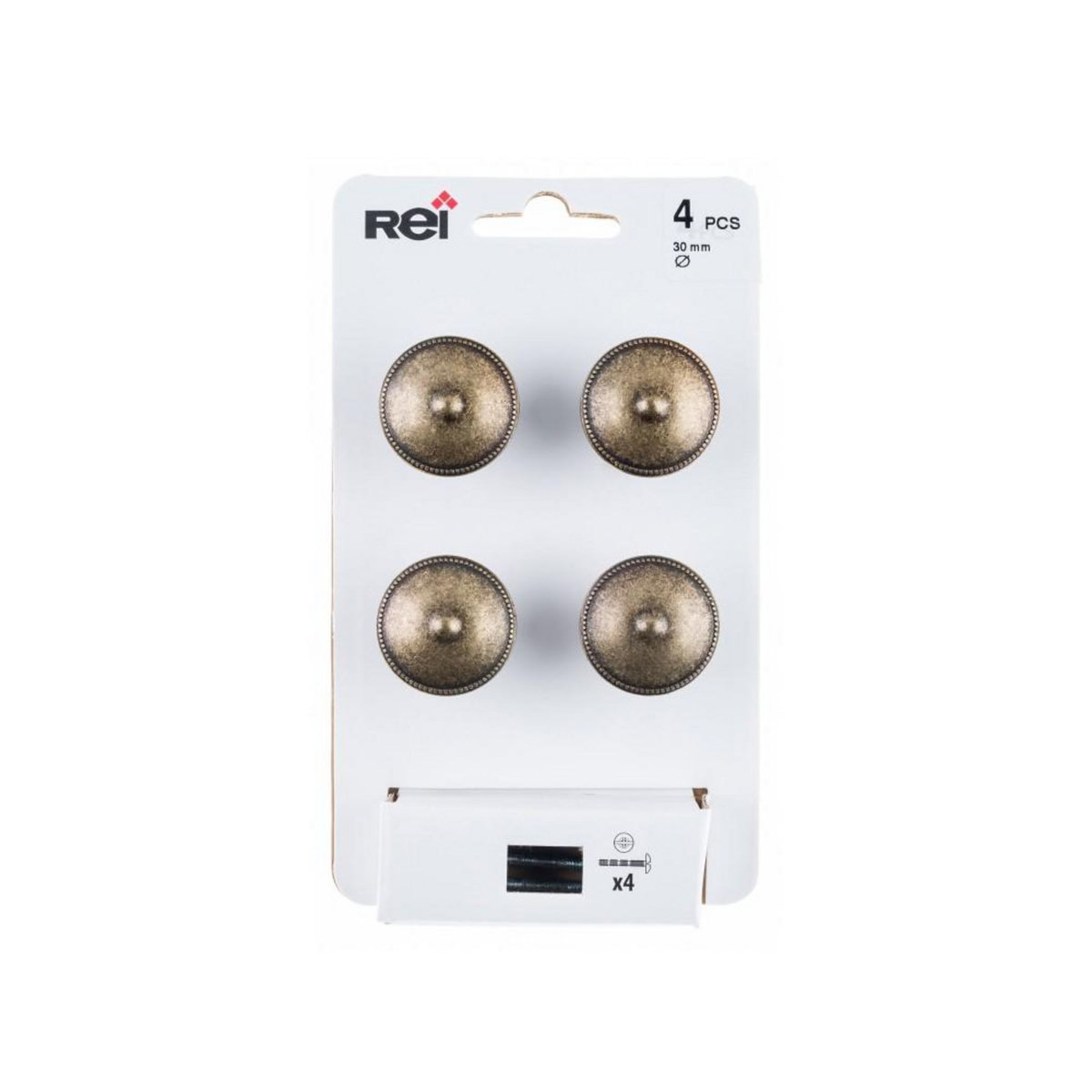 CENTRALE BRICO Lot de 4 boutons de meuble Rond zamak laitonné H.22 x l.30 x P.30 mm