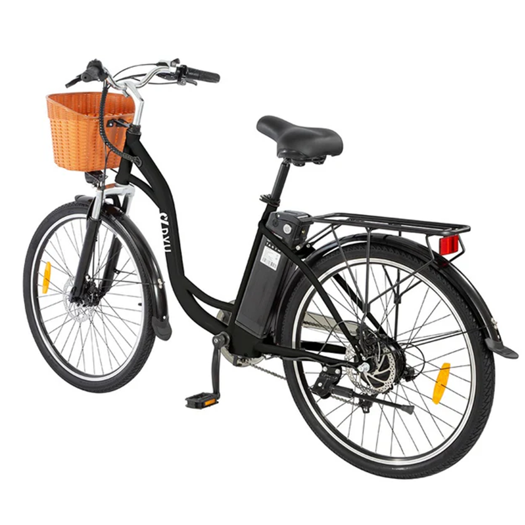 Voir la diapositive 4 : DYU Vélo électrique rétro DYU C6, 250 W, 36 V, 12,5 Ah, avec panier et porte-bagages arrière