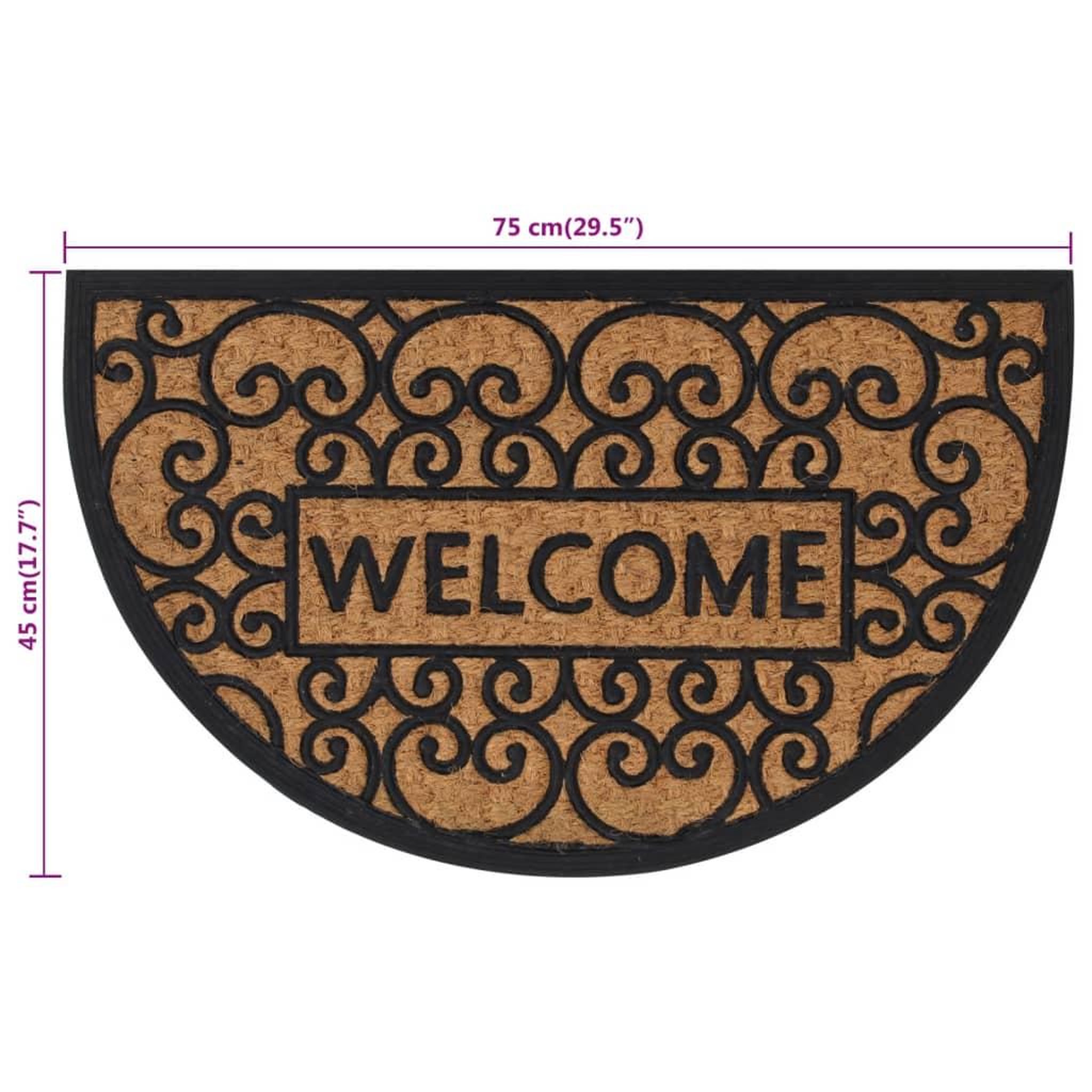 Voir la diapositive 6 : VIDAXL Tapis de porte demi-rond 45x75 cm caoutchouc et fibre de coco