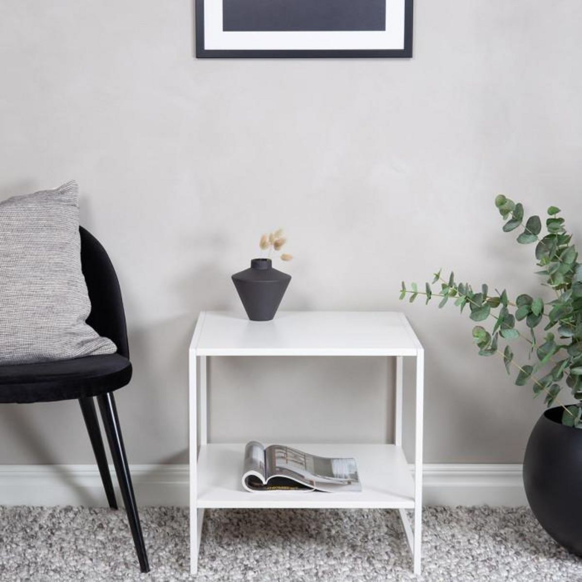 Paris Prix Table d'Appoint Avec Étagère  Staal  50cm Blanc