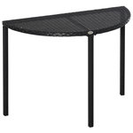 OUTSUNNY Table de jardin demi cercle - table de balcon demi lune - dim. 100L x 50l x 74H cm résine tressée 4 fils imitation rotin noir
