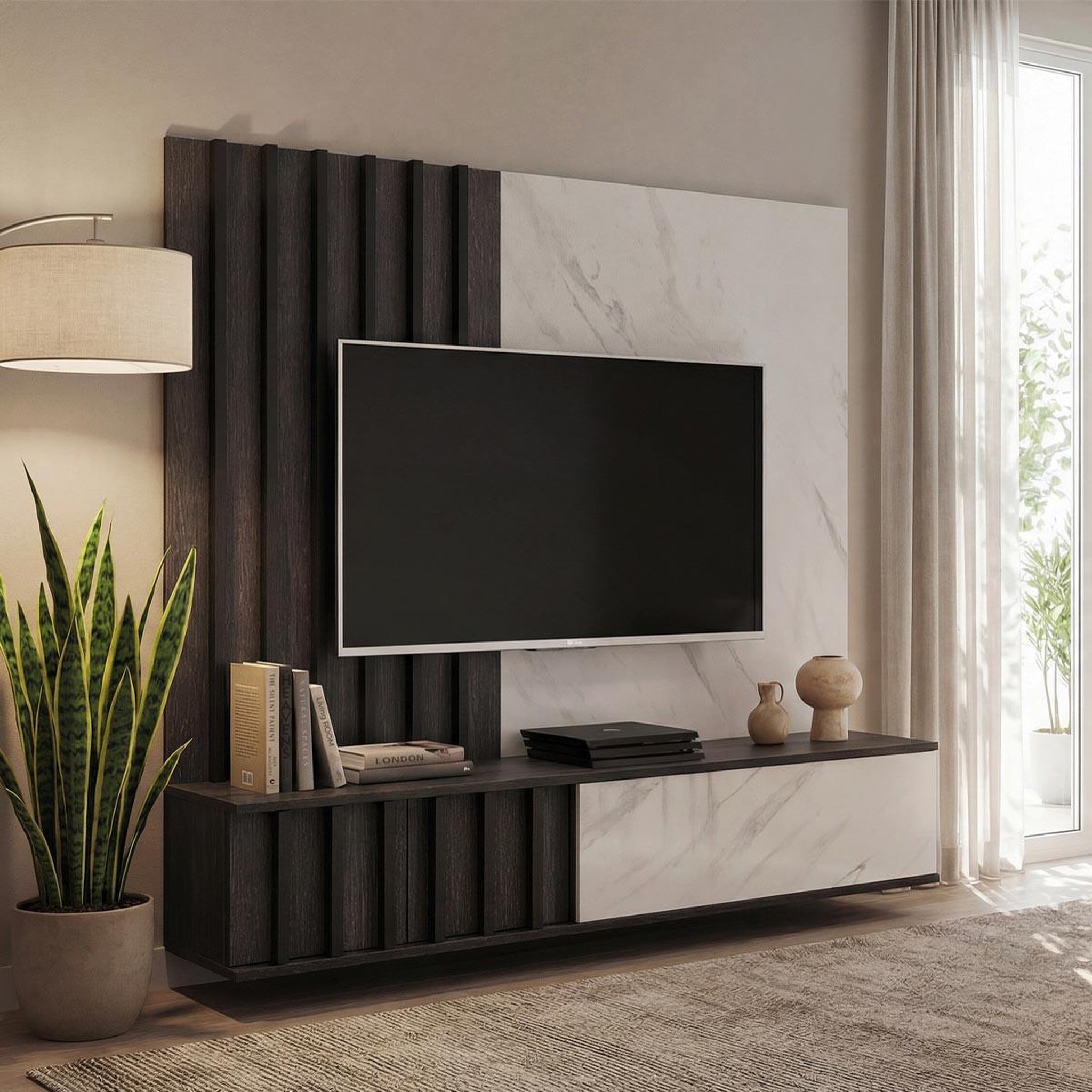 Paris Prix Ensemble meuble tv  kip ii  160cm graphite & blanc
