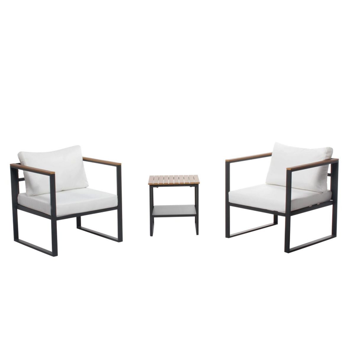 CONCEPT USINE salon de jardin panoramique 8 places en résine tressée noir et blanc VIGO