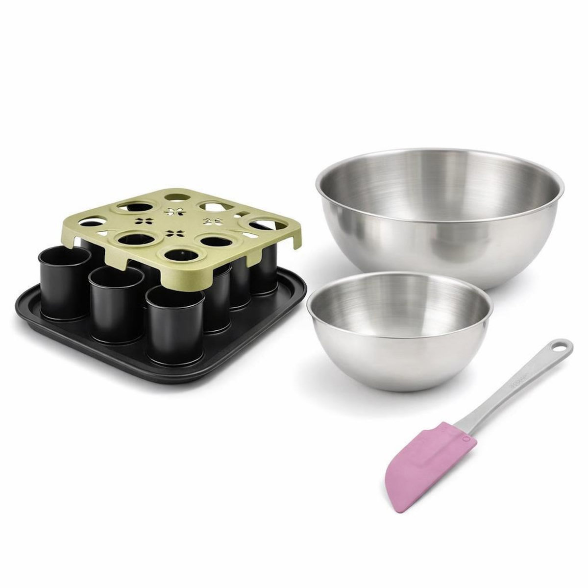 ZENKER Set de 4 ustensiles de pâtisserie moule à gâteaux bols et spatule Zenker Bake Click and Go