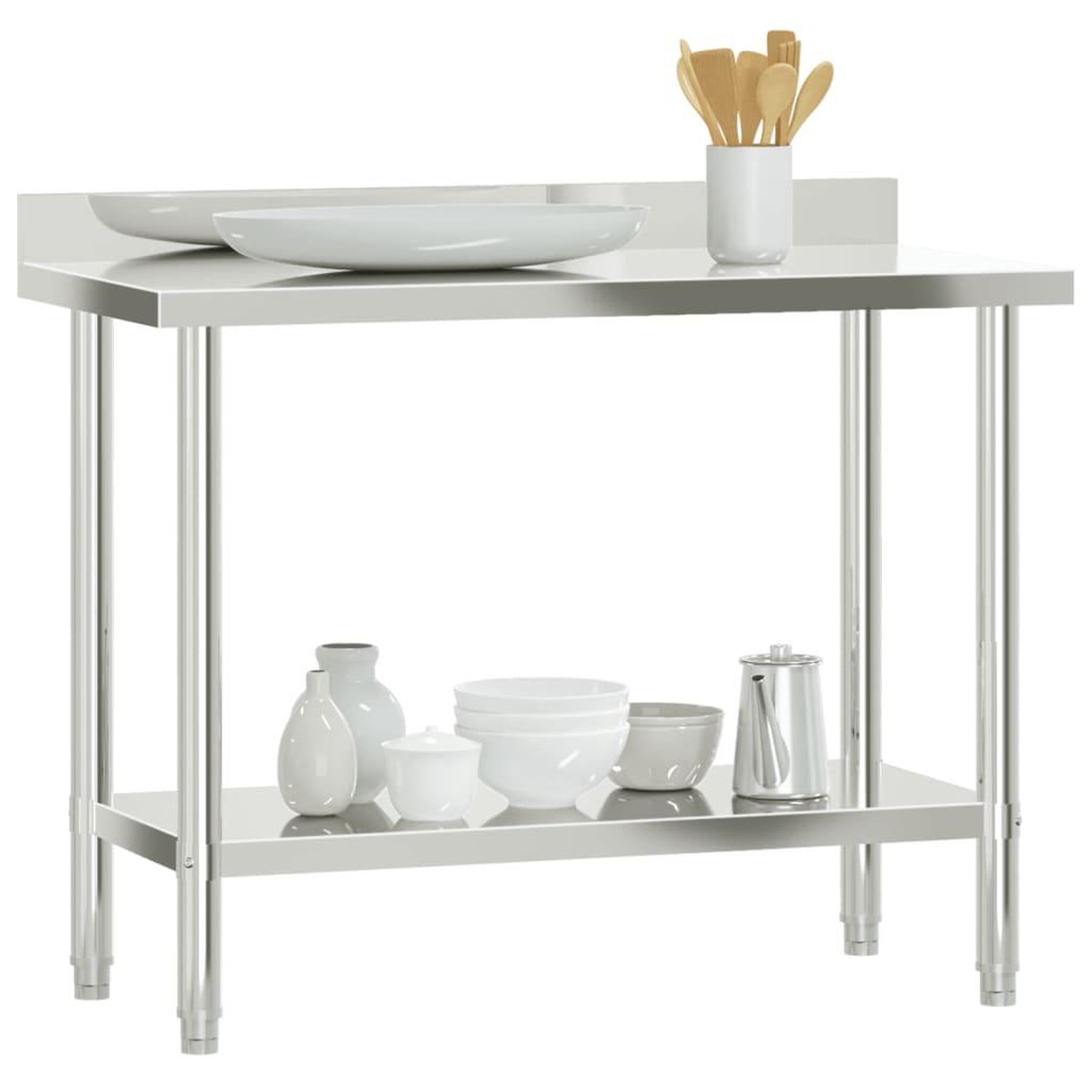 Voir la diapositive 4 : VIDAXL Table de travail de cuisine avec dosseret 110x55x93 cm inox