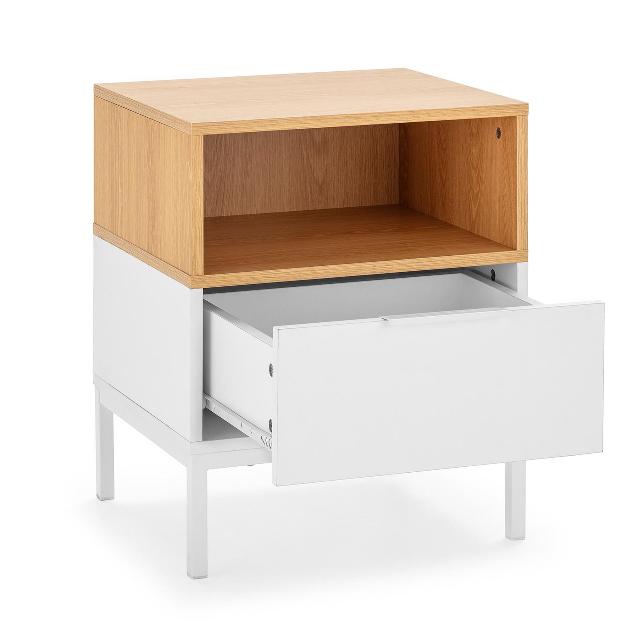 Voir la diapositive 3 : VS VENTA-STOCK Table de chevet Nieve 1 tiroir couleur Blanc