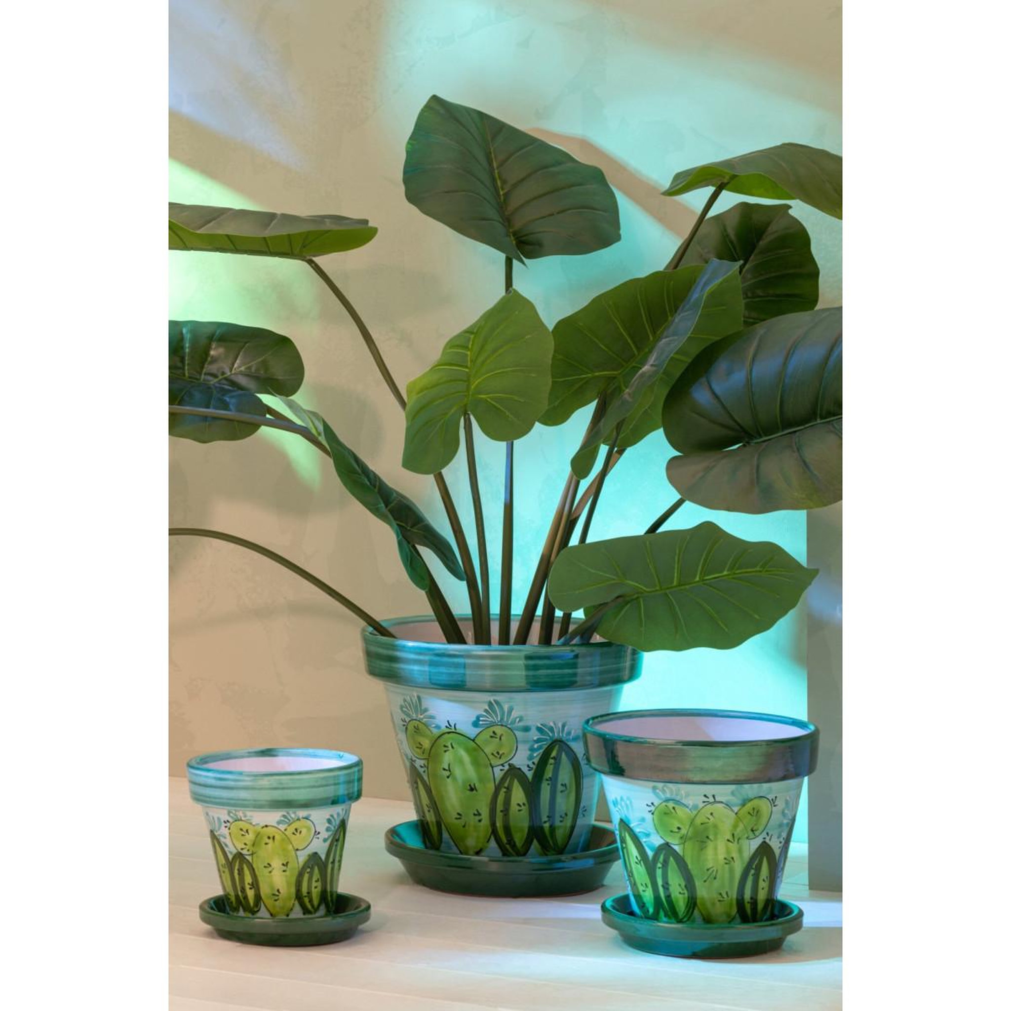 Voir la diapositive 4 : J-LINE Cache-pot avec soucoupe  thurman  21cm multicolore
