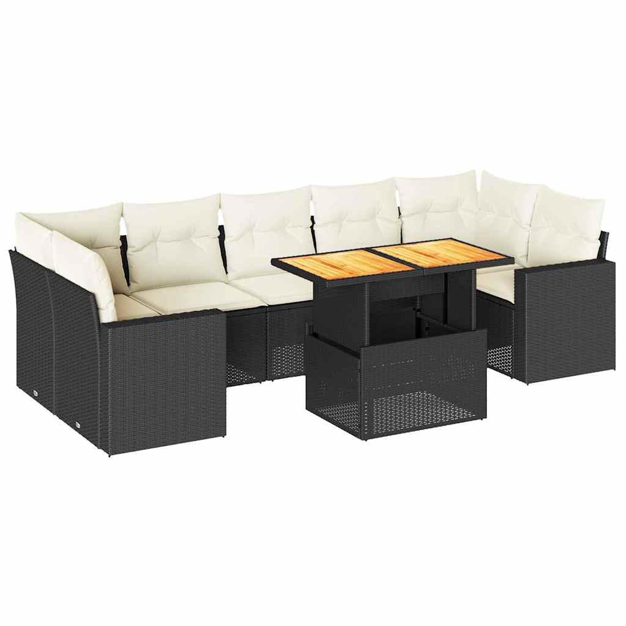 Voir la diapositive 2 : VIDAXL Salon de jardin 8 pcs avec coussins noir resine tressee
