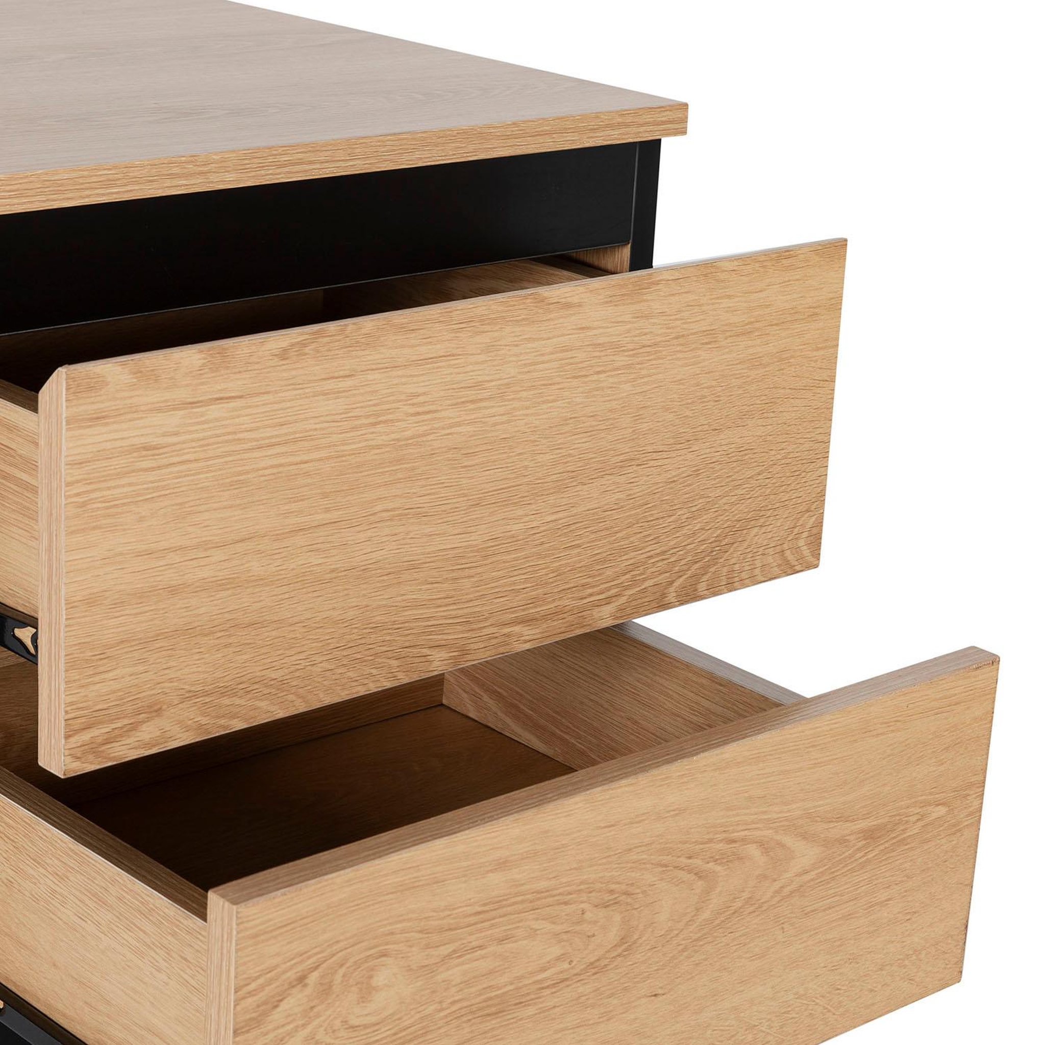 Voir la diapositive 5 : VS VENTA-STOCK Table de chevet Molina 2 tiroirs couleur chêne