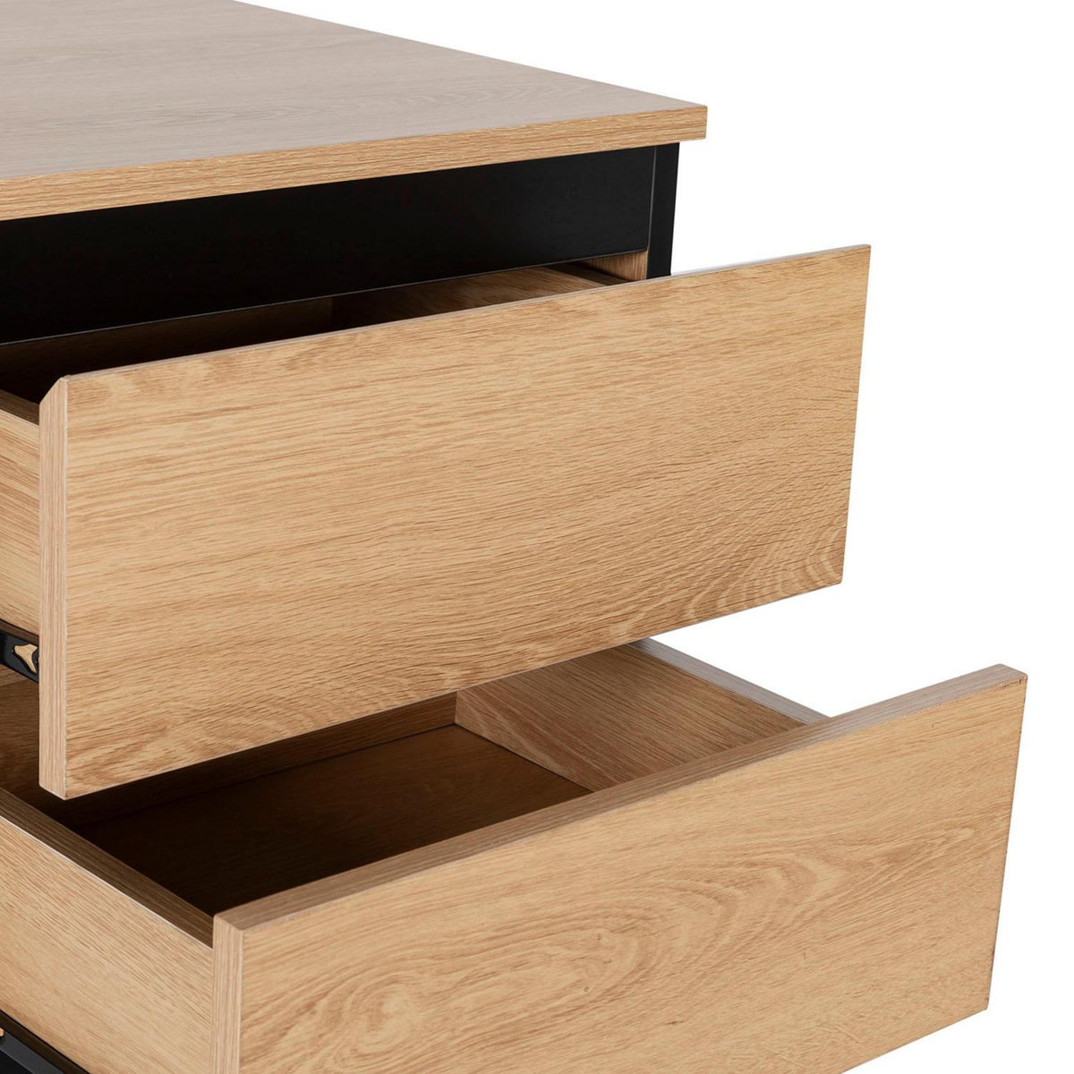 VS VENTA-STOCK Table de chevet Molina 2 tiroirs couleur chêne