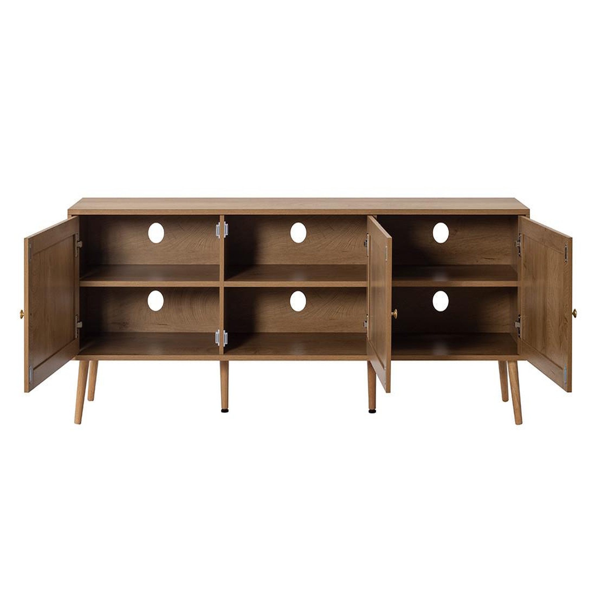 Voir la diapositive 2 : BEST MOBILIER Goto - meuble tv - effet bois et cannage - 3 portes - 167 cm