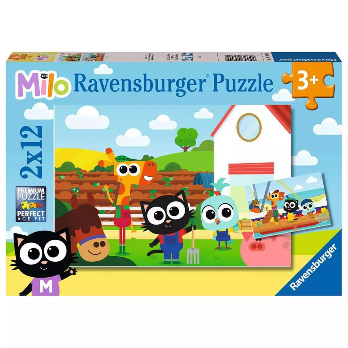 RAVENSBURGER Puzzles 2 x 12 pièces : Fermier ou pêcheur ? Milo