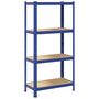 Voir la diapositive 2 : VIDAXL Etagere de rangement a 4 niveaux Bleu Acier et bois ingenierie