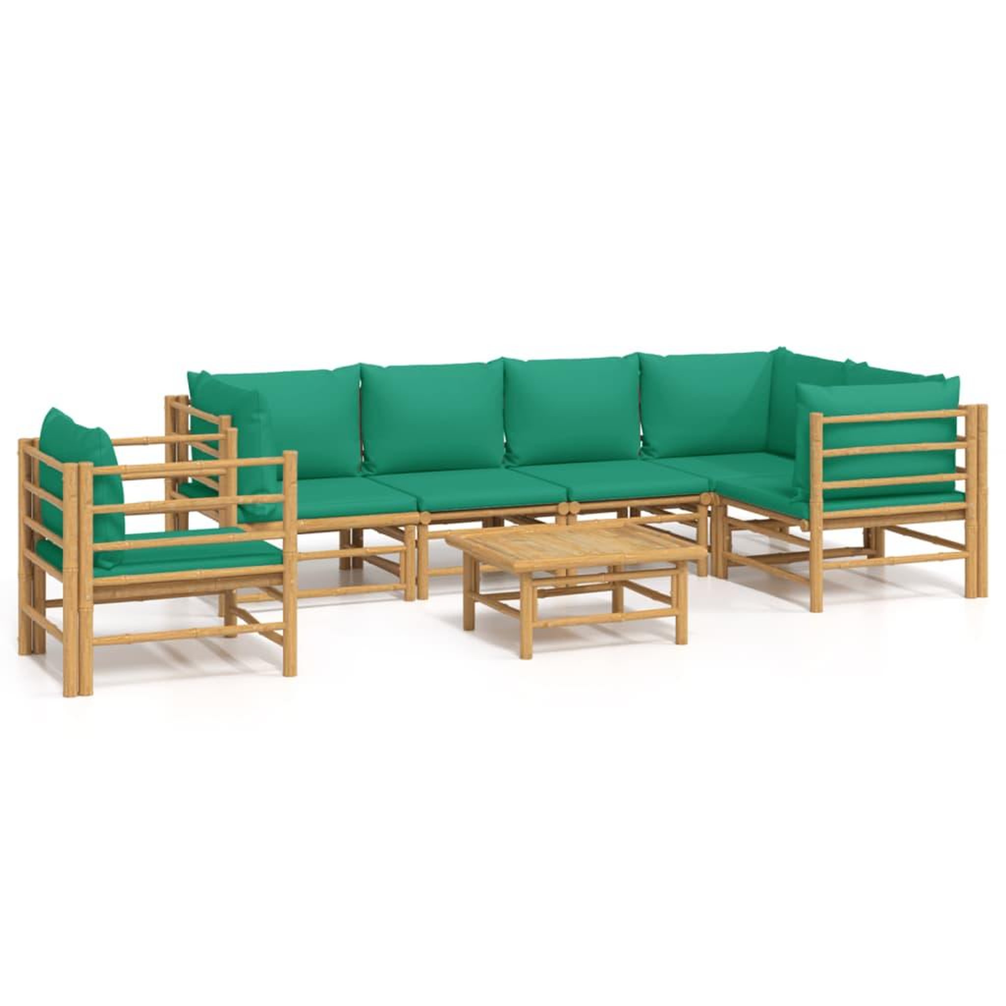 Voir la diapositive 2 : VIDAXL Salon de jardin 7 pcs avec coussins vert bambou