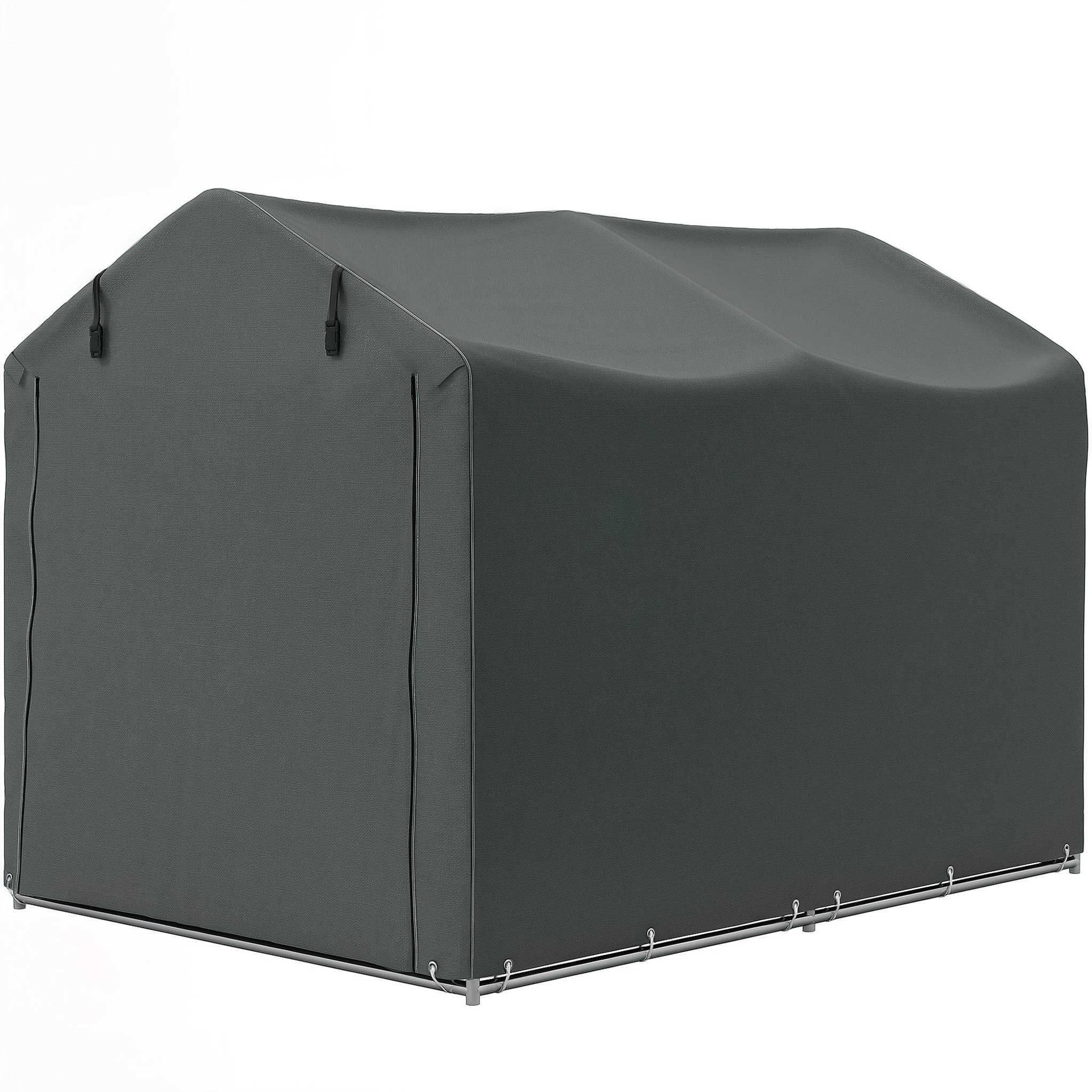 Voir la diapositive 4 : OUTSUNNY Tente de stockage - abri de jardin dim. 2 x 1,6 x 1,65 m - porte enroulable zippée - métal galvanisé PE gris