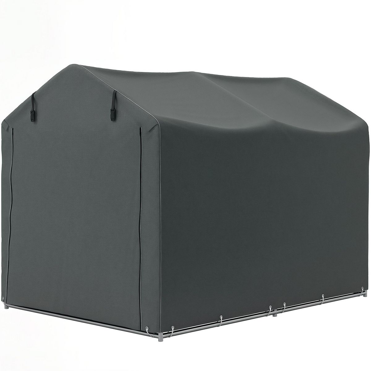 OUTSUNNY Tente de stockage - abri de jardin dim. 2 x 1,6 x 1,65 m - porte enroulable zippée - métal galvanisé PE gris