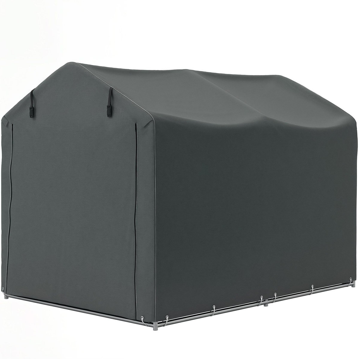 OUTSUNNY Tente de stockage - abri de jardin dim. 2 x 1,6 x 1,65 m - porte enroulable zippée - métal galvanisé PE gris