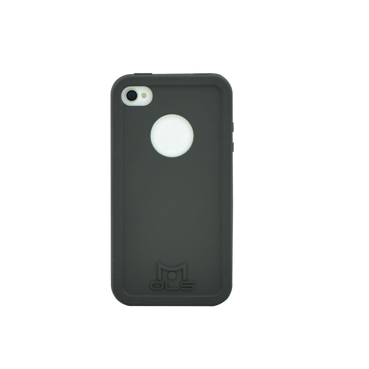 Coque Antichoc Noir + Film Protecteur Apple Iphone 4/4S