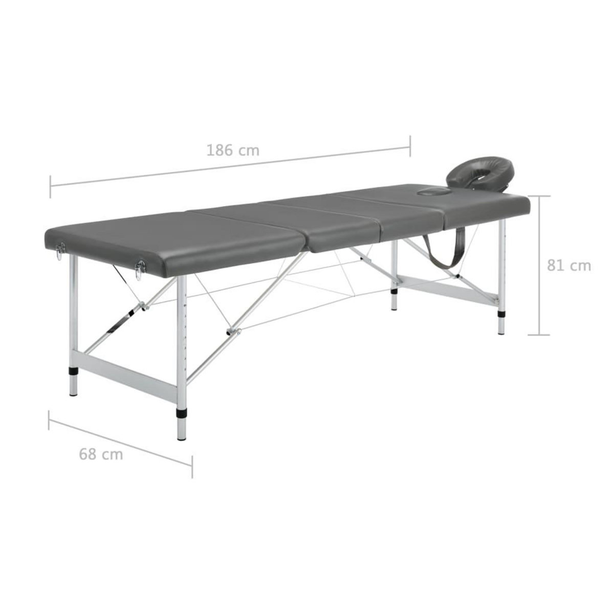 VIDAXL Table de massage 4 zones Cadre en aluminium Anthracite 186x68cm