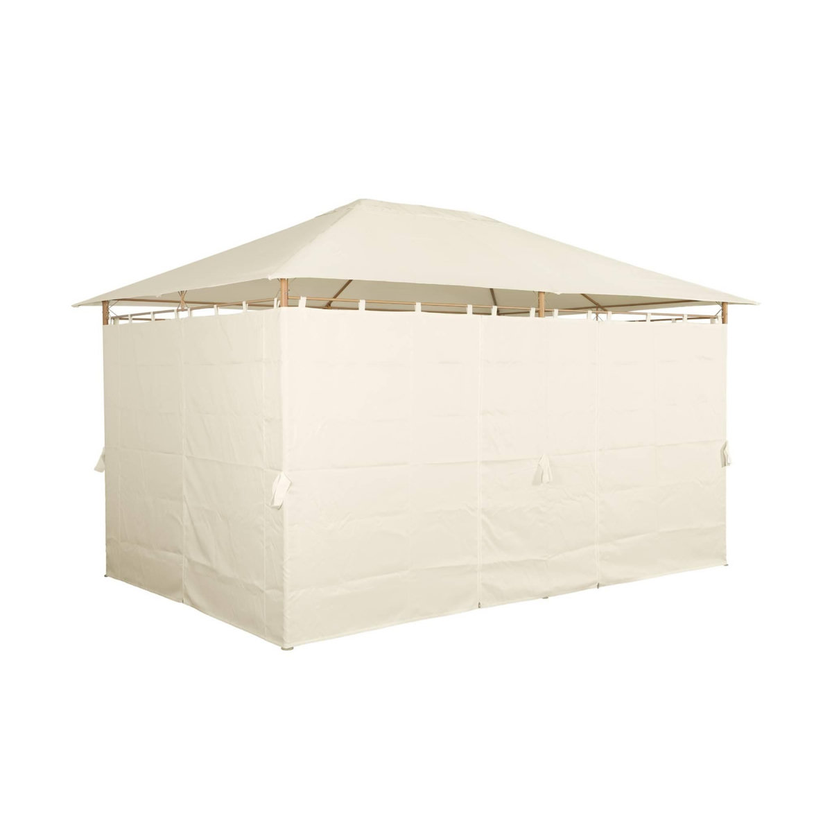 SWEEEK Tonnelle 3x4 m - Divio - Imitation bois. toile écru - Pergola avec rideaux. tente de jardin. barnum. chapiteau. réception