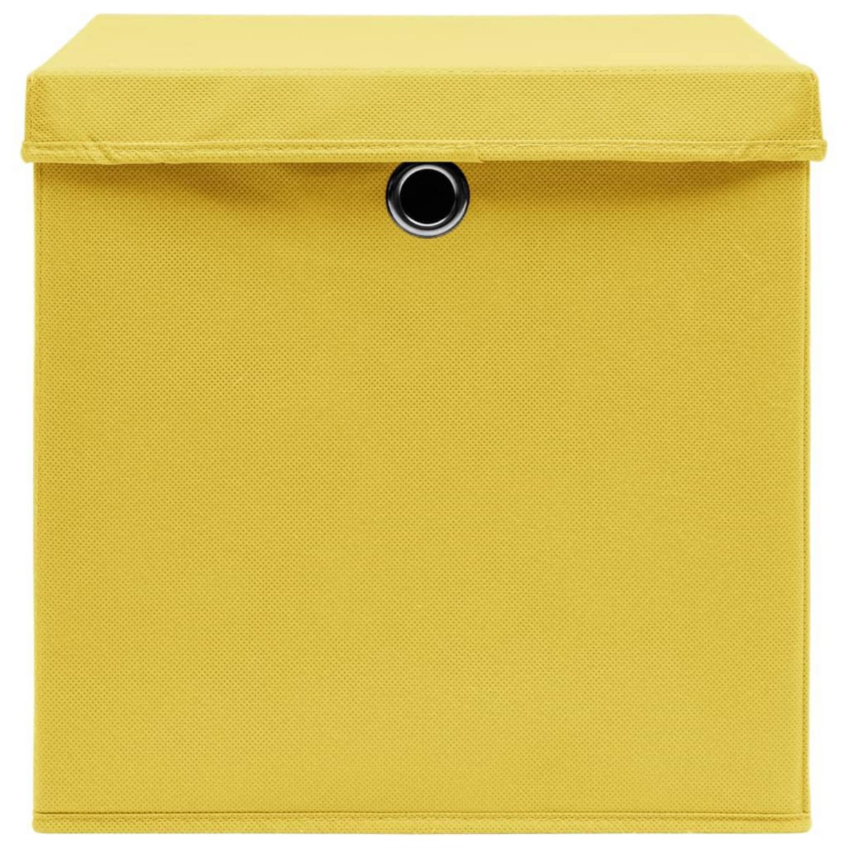 VIDAXL Boîtes de rangement et couvercles 10 pcs Jaune 32x32x32cm Tissu