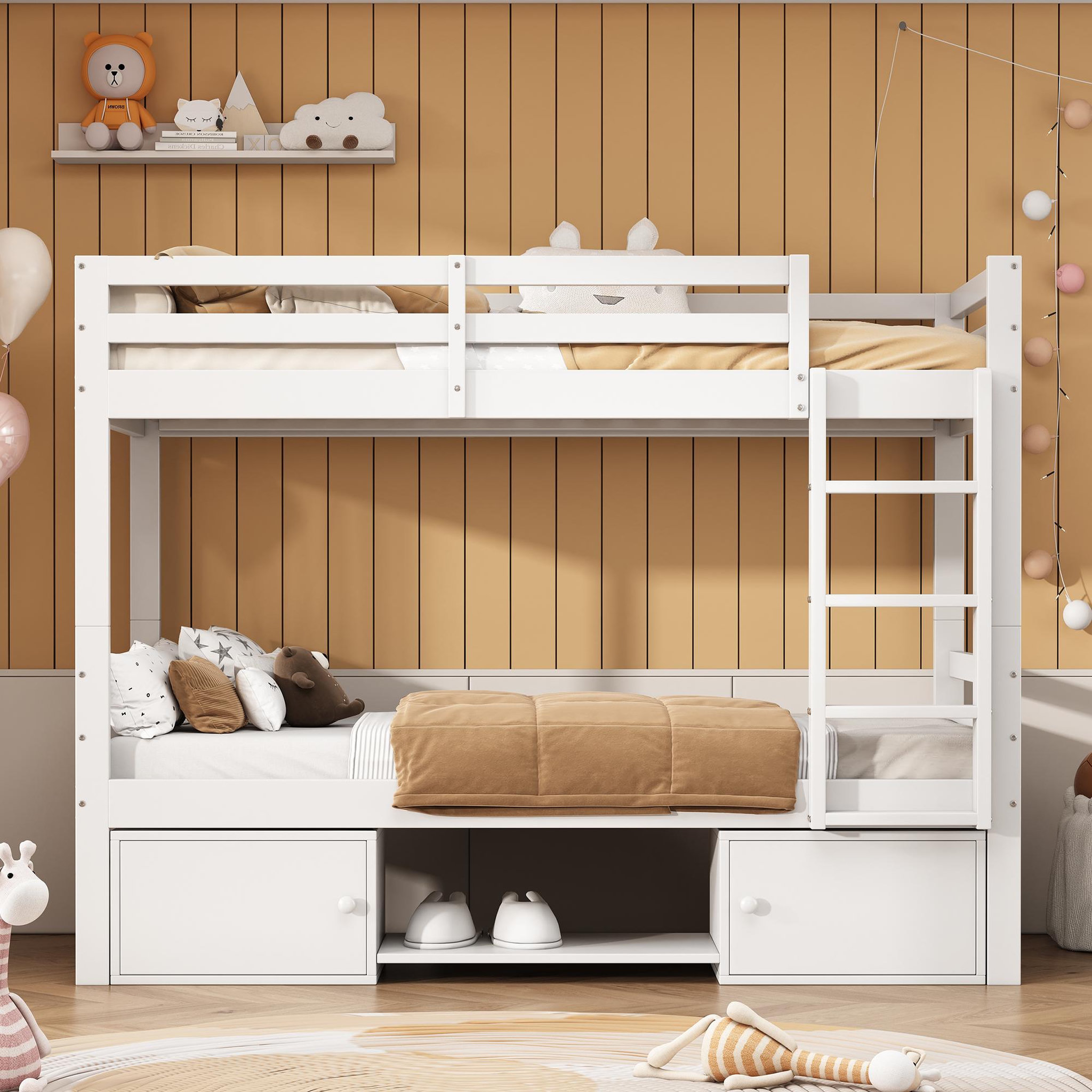 Voir la diapositive 2 : MERAX Lit superposé 90x200cm bois et mdf coloris blanc