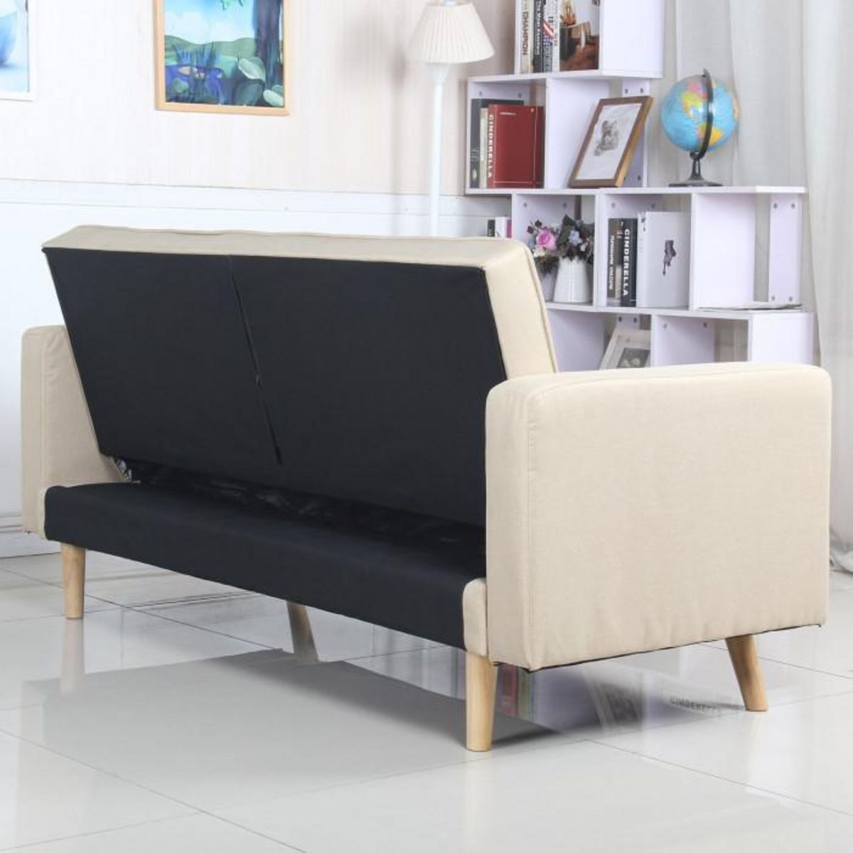 Paris Prix Canapé Convertible 3 Places Scandinave  Navya  Beige