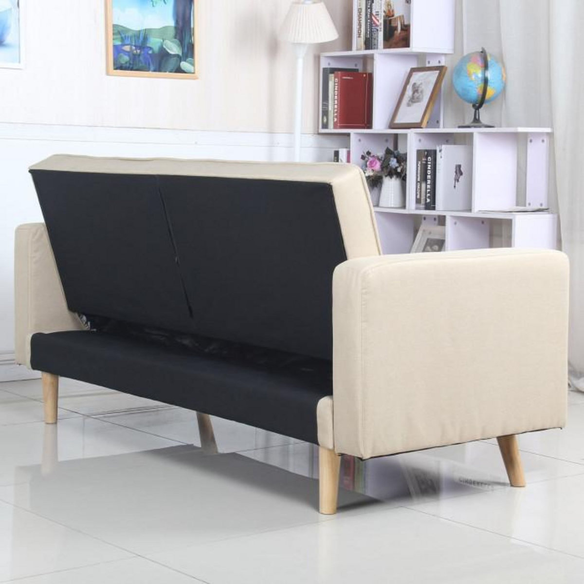 Paris Prix Canapé Convertible 3 Places Scandinave  Navya  Beige