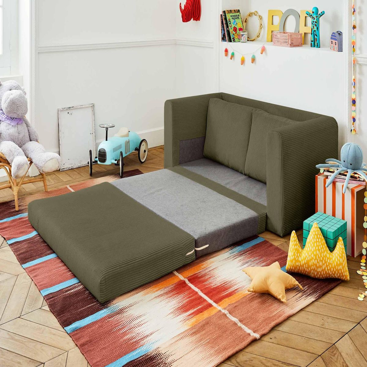 BEST MOBILIER Marilia - canapé 2 places - convertible déplimousse - en velours côtelé