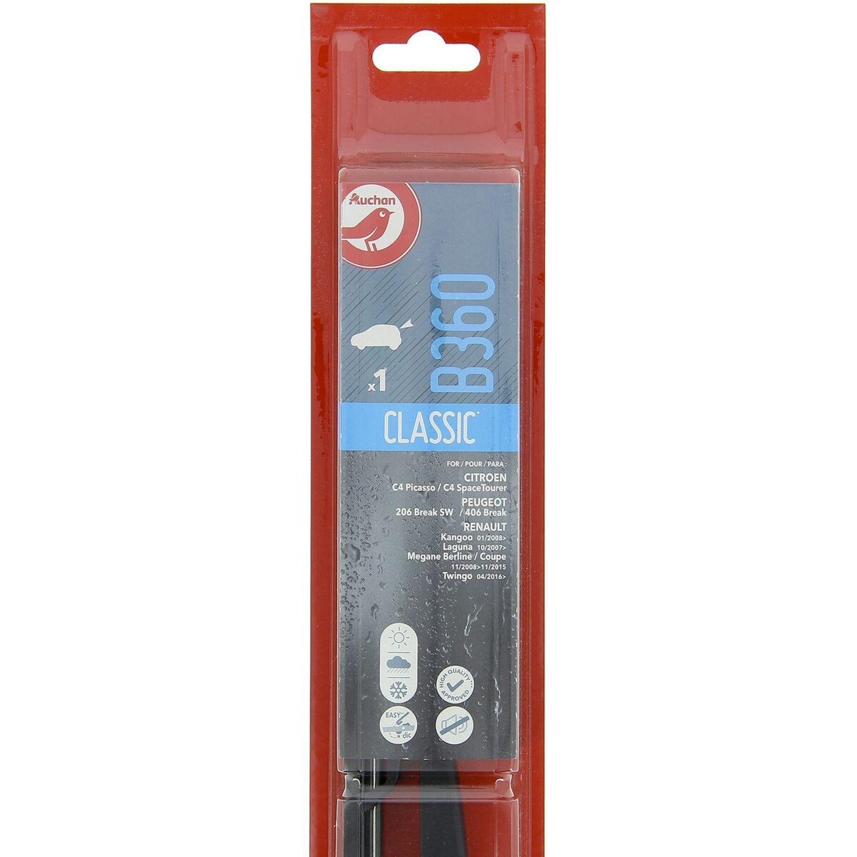 AUCHAN Balai d'essuie-glace B360 36cm pour CITROËN PEUGEOT RENAULT