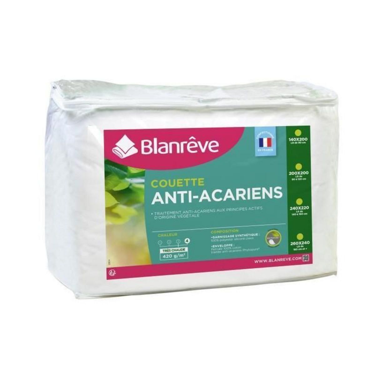 BLANREVE BLANREVE Couette tres chaude Percale - Anti-acariens - 420g/m2 - 240x260cm