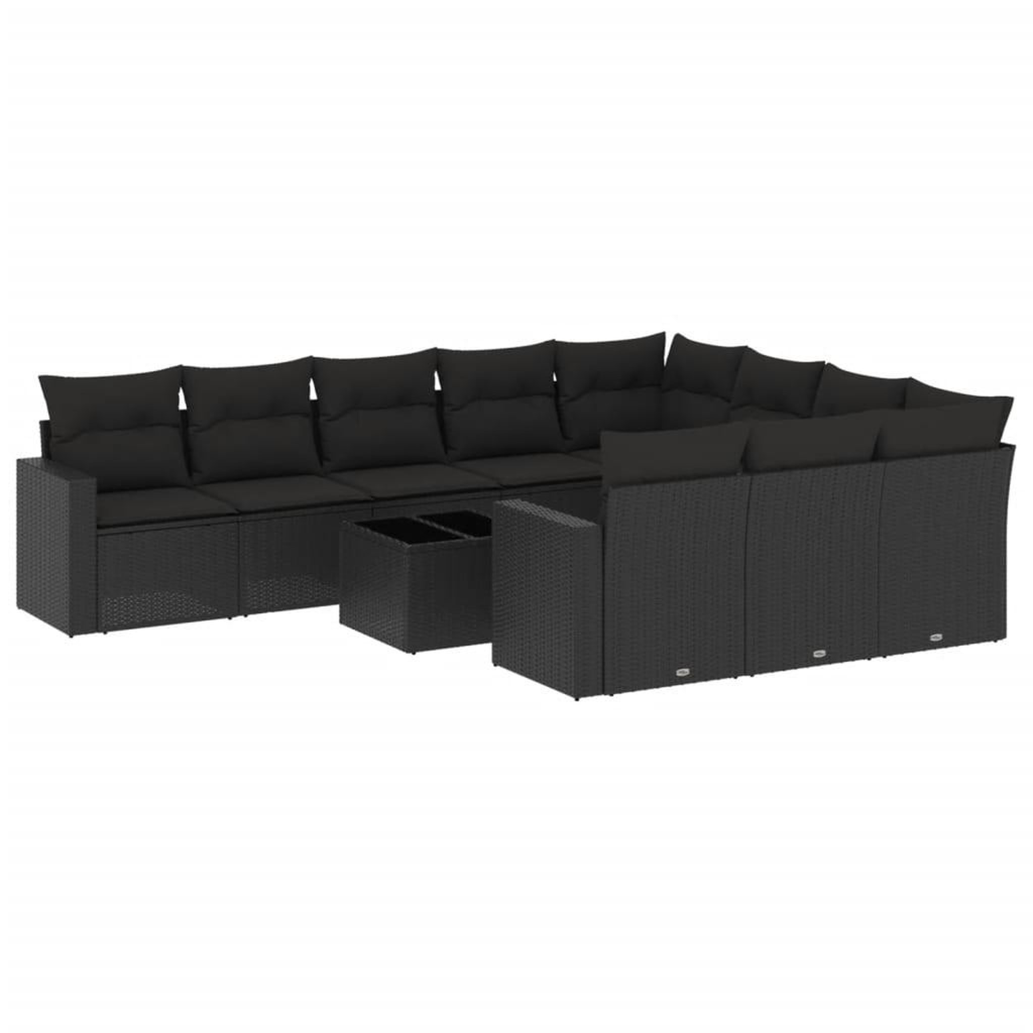 Voir la diapositive 2 : VIDAXL Salon de jardin 11 pcs avec coussins noir resine tressee