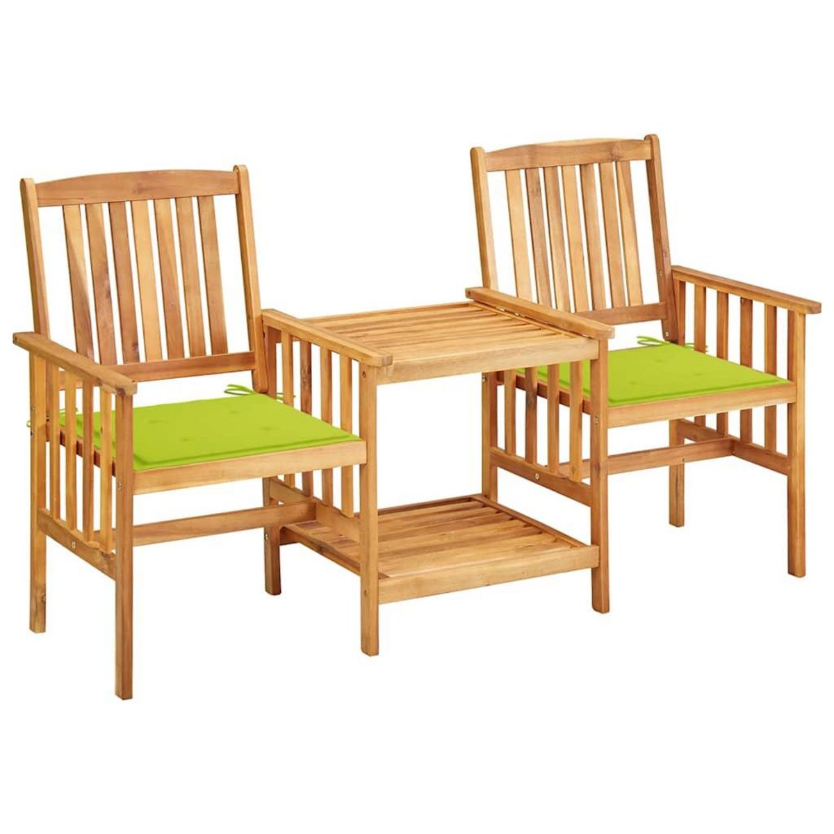 VIDAXL Chaises de jardin avec table a the et coussins Acacia solide