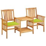 VIDAXL Chaises de jardin avec table a the et coussins Acacia solide