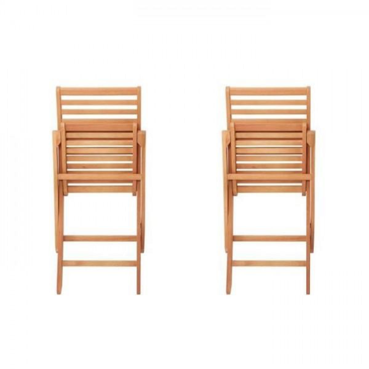 MARKET24 Lot de 2 chaises de jardin pliantes en Acacia FSC - 57 x 46,5 x 90 cm