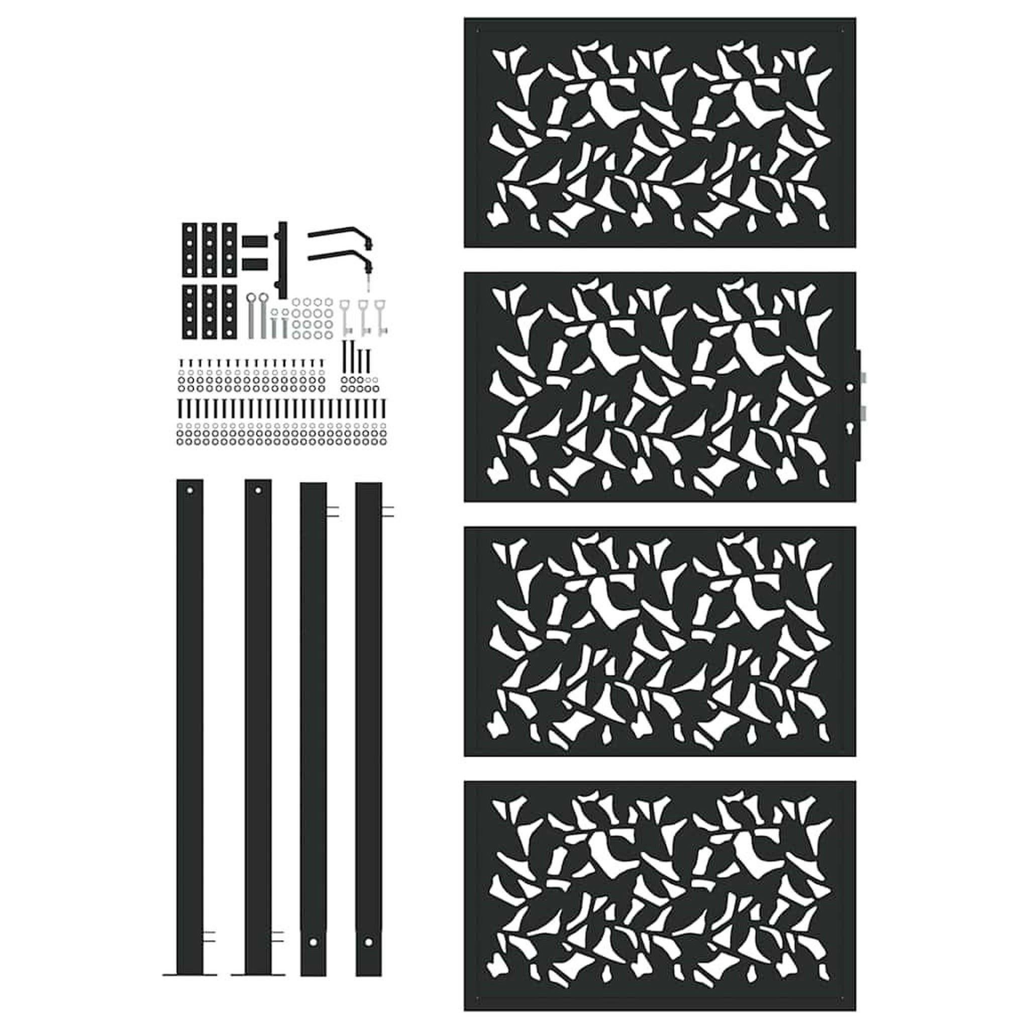 Voir la diapositive 4 : VIDAXL Portail de jardin noir 105x205 cm acier conception de feuilles