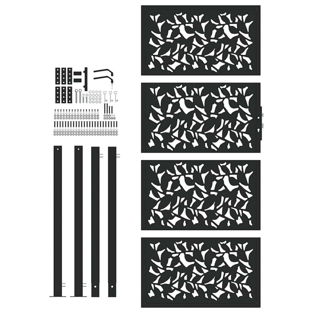 VIDAXL Portail de jardin noir 105x205 cm acier conception de feuilles